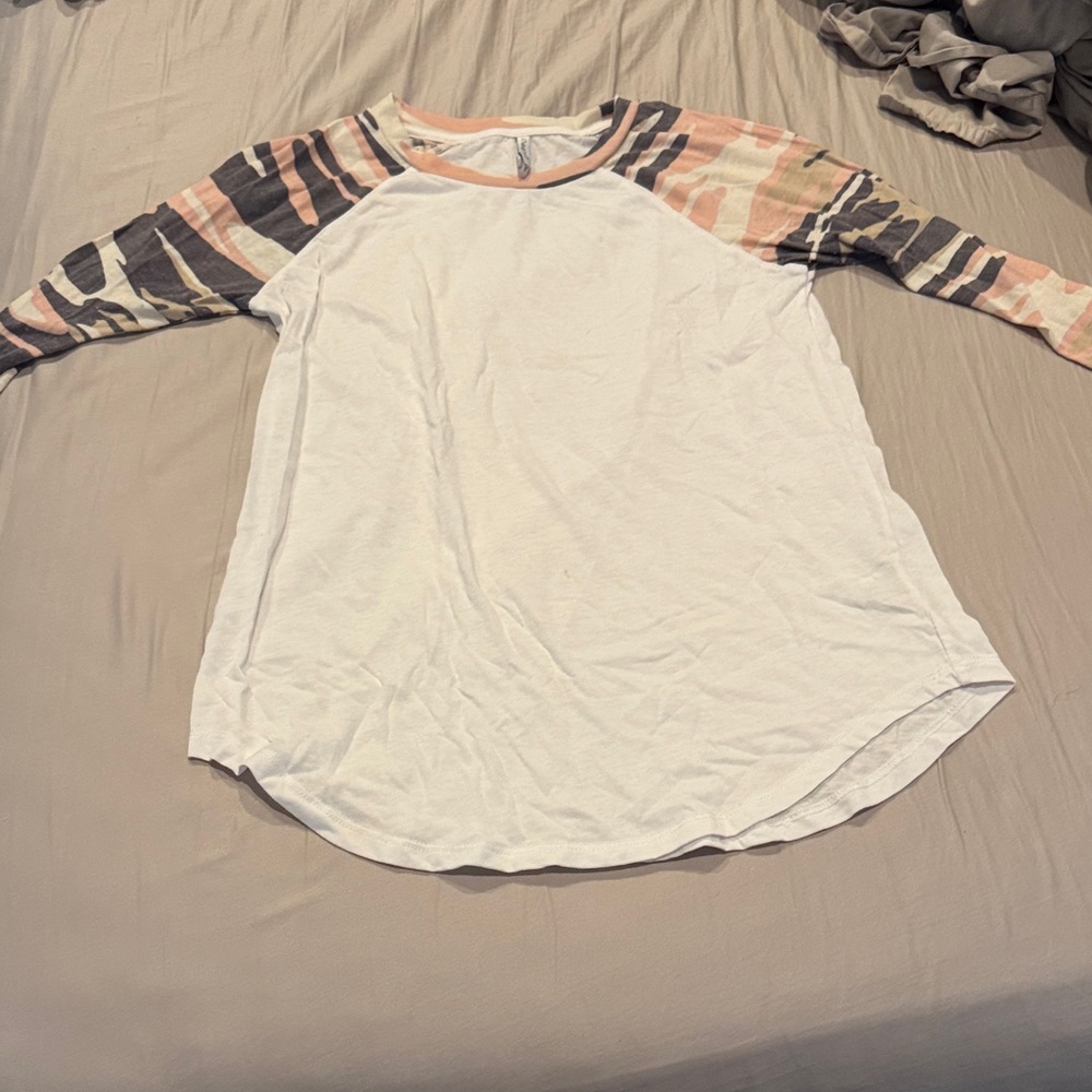 Z Supply White Top with Striped Sleeves